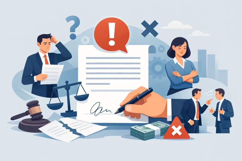 Errores al firmar contratos comerciales