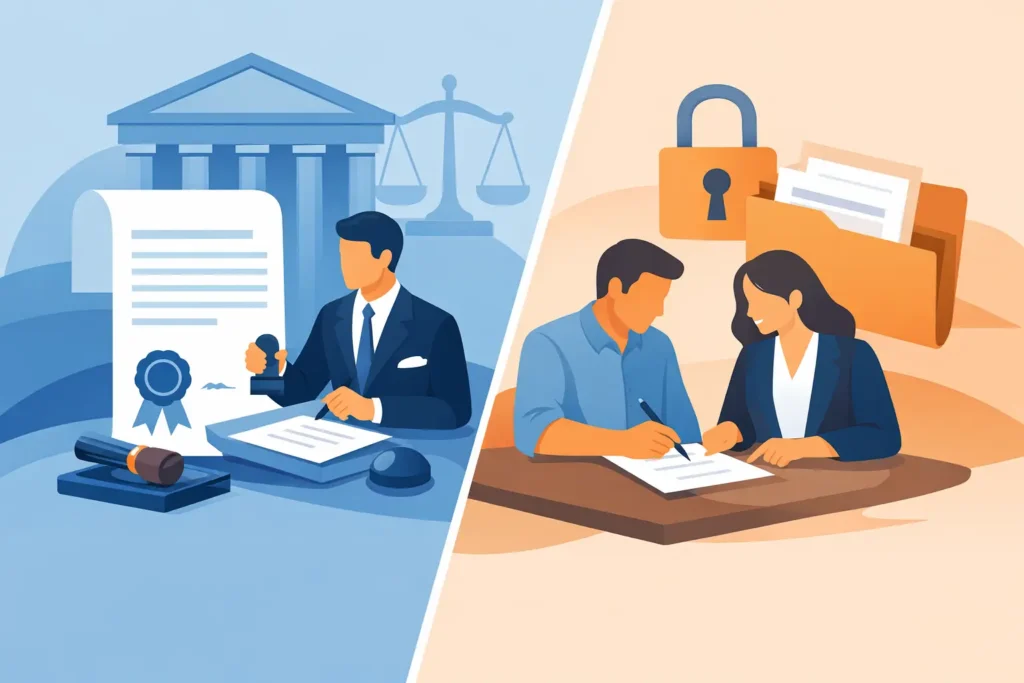 Escritura pública vs documento privado: diferencias